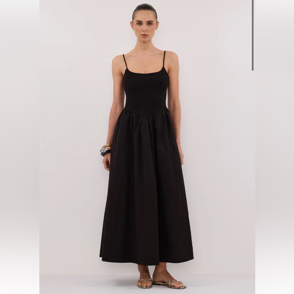 DISSH Milano in Black Cotton Smocked
Sleeveless Midi Tank Dress US 10